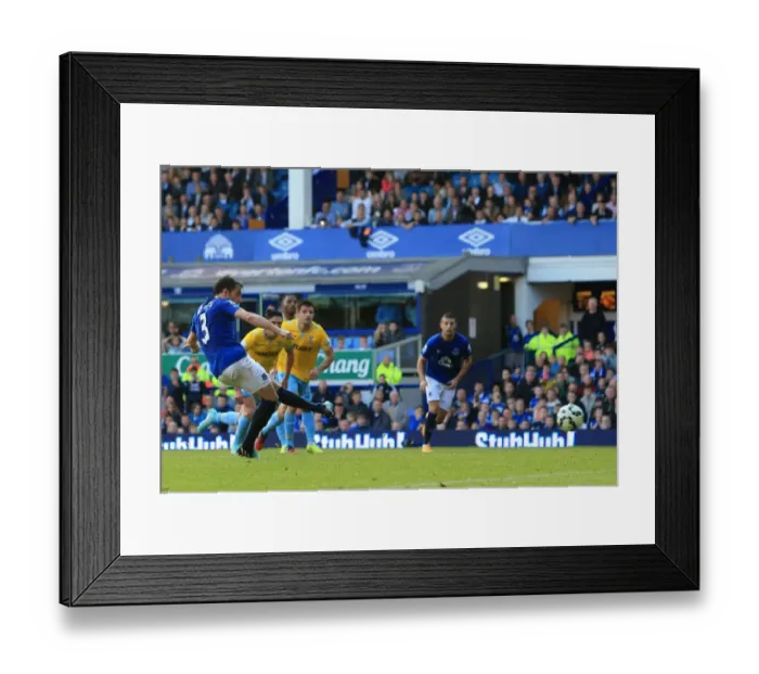 Framed Print : Leighton Baines Scores Everton's Second Goal Against Crystal Palace at Goodison Park Framed Print : Leighton Baines Scores Everton's Second Goal Against Crystal Palace at Goodison Park