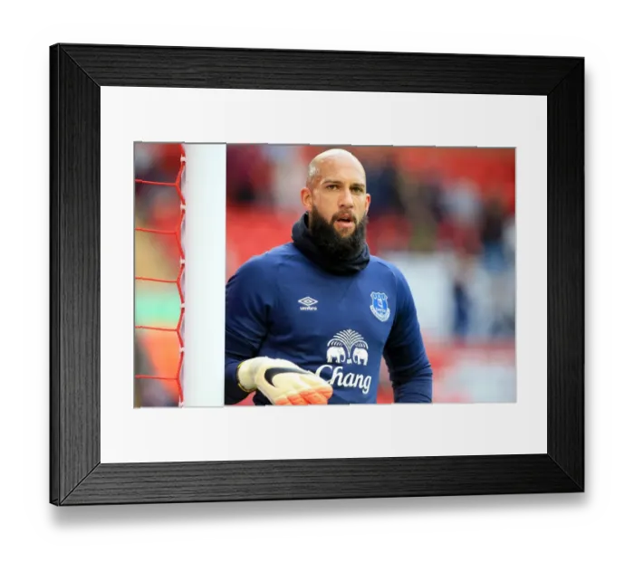 Framed Print : Tim Howard's Heroic Save: Liverpool vs. Everton, Premier League Rivalry at Anfield