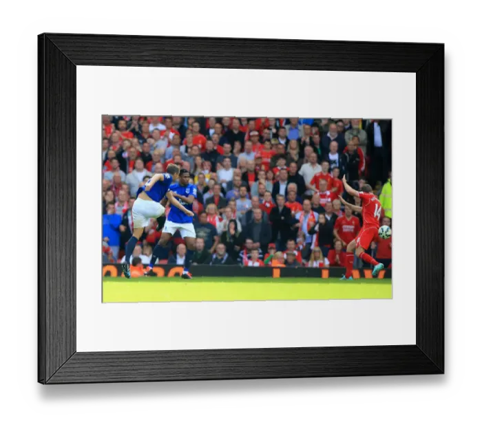 Framed Print : Phil Jagielka's Historic Liverpool Derby Goal for Everton at Anfield Framed Print : Phil Jagielka's Historic Liverpool Derby Goal for Everton at Anfield