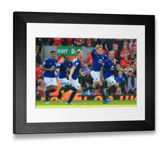 Framed Print : Jagielka's Historic Anfield Derby Goal: Everton's First Strike Framed Print : Jagielka's Historic Anfield Derby Goal: Everton's First Strike