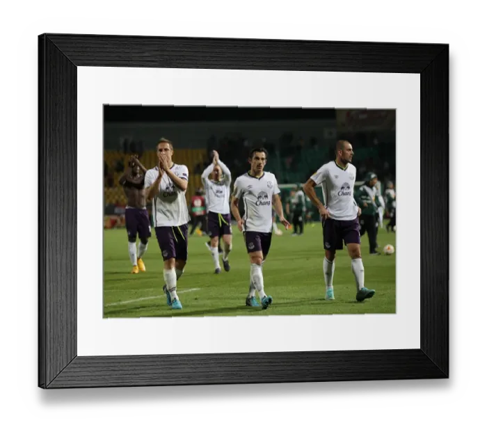 Framed Print : Everton Players Show Appreciation: Jagielka, Baines, and Gibson Applaud Everton Fans after UEFA Europa League Match vs FC Krasnodar Framed Print : Everton Players Show Appreciation: Jagielka, Baines, and Gibson Applaud Everton Fans after UEFA Europa League Match vs FC Krasnodar