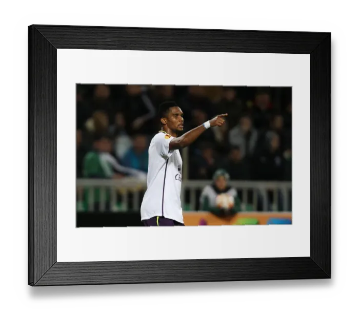 Framed Print : Eto'o's Europa League Glory: Everton Star Celebrates Goal Against FC Krasnodar Framed Print : Eto'o's Europa League Glory: Everton Star Celebrates Goal Against FC Krasnodar