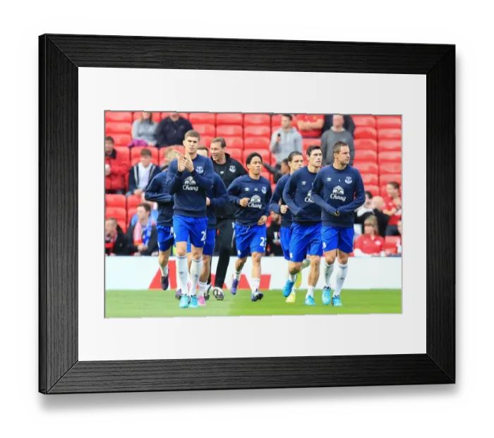 Framed Print : Everton Players Prepare for Manchester United Showdown in Premier League Framed Print : Everton Players Prepare for Manchester United Showdown in Premier League