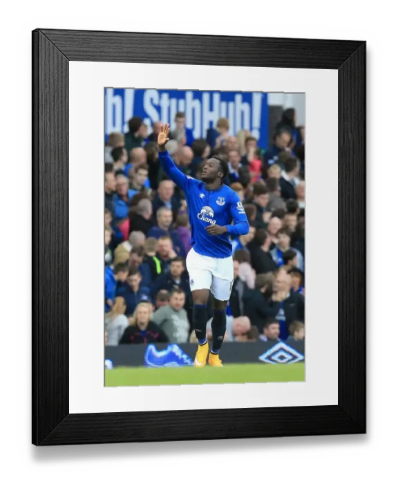Framed Print : Romelu Lukaku Scores His Second Goal: Everton 2-0 Aston Villa (Premier League)