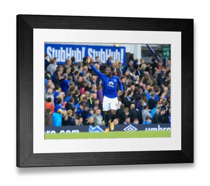 Framed Print : Romelu Lukaku's Double: Everton's Second Goal vs. Aston Villa at Goodison Park Framed Print : Romelu Lukaku's Double: Everton's Second Goal vs. Aston Villa at Goodison Park