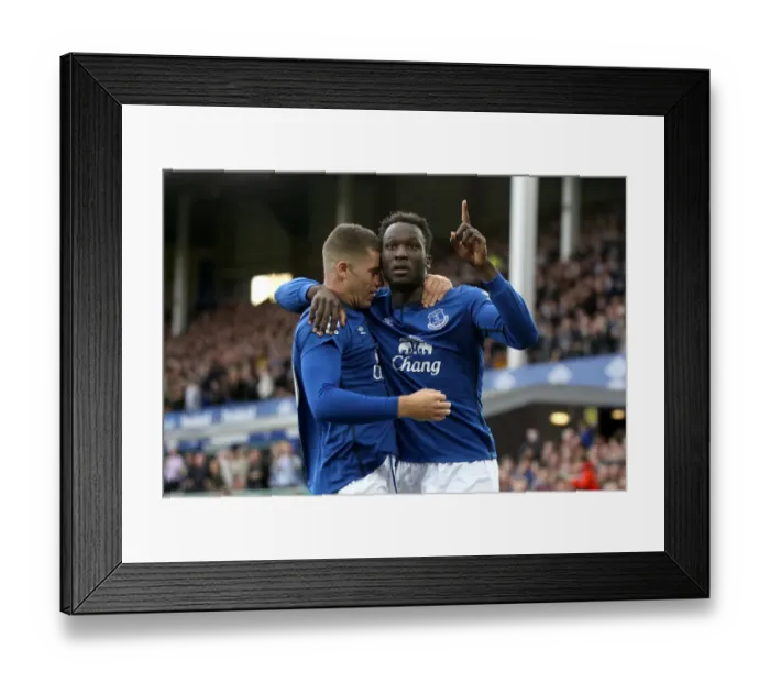 Framed Print : Everton's Double Delight: Lukaku and Barkley Celebrate Dual Goals vs. Aston Villa (BPL) Framed Print : Everton's Double Delight: Lukaku and Barkley Celebrate Dual Goals vs. Aston Villa (BPL)