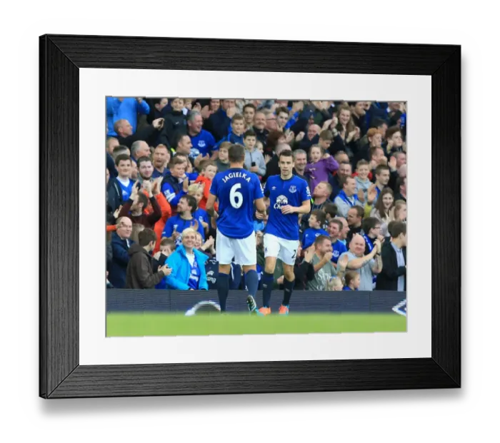 Framed Print : Seamus Coleman's Thrilling Triumph: Everton's Game-Changing Third Goal vs. Aston Villa