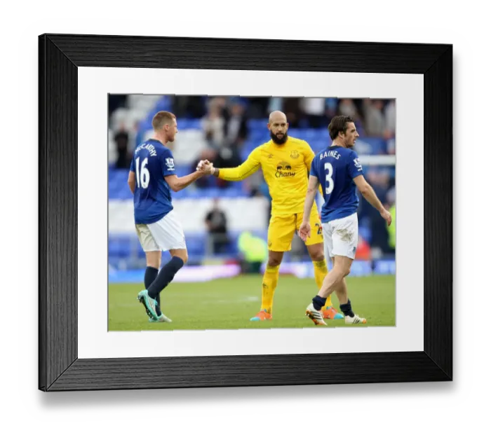 Framed Print : Everton's Tim Howard and James McCarthy: Celebrating a Hard-Fought Premier League Victory Over Aston Villa at Goodison Park Framed Print : Everton's Tim Howard and James McCarthy: Celebrating a Hard-Fought Premier League Victory Over Aston Villa at Goodison Park
