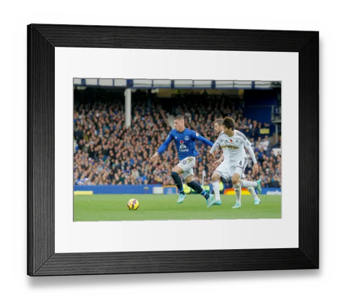 Framed Print : Battling Midfielders: Ross Barkley vs. Ki Sung-Yeung at Goodison Park - Everton vs. Swansea City, Premier League