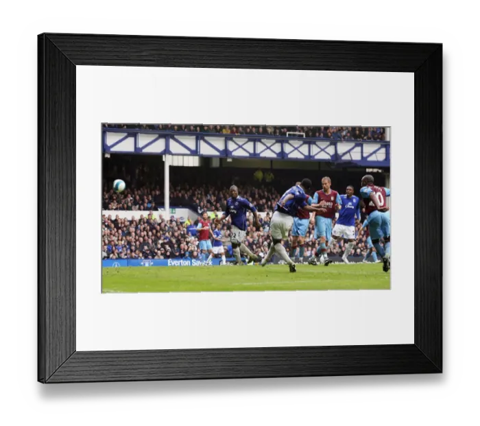 Framed Print : Football - Everton v Aston Villa Barclays Premier League - Goodison Park - 27 / 4 / 08 Joseph Yobo (C) scores Evertons second goal Mandatory Credit: Action Images / Scott Heavey Livepic NO ONLINE / INTERNET USE WITHOUT A LICENCE FROM THE FOOTBALL DATA Framed Print : Football - Everton v Aston Villa Barclays Premier League - Goodison Park - 27 / 4 / 08 Joseph Yobo (C) scores Evertons second goal Mandatory Credit: Action Images / Scott Heavey Livepic NO ONLINE / INTERNET USE WITHOUT A LICENCE FROM THE FOOTBALL DATA