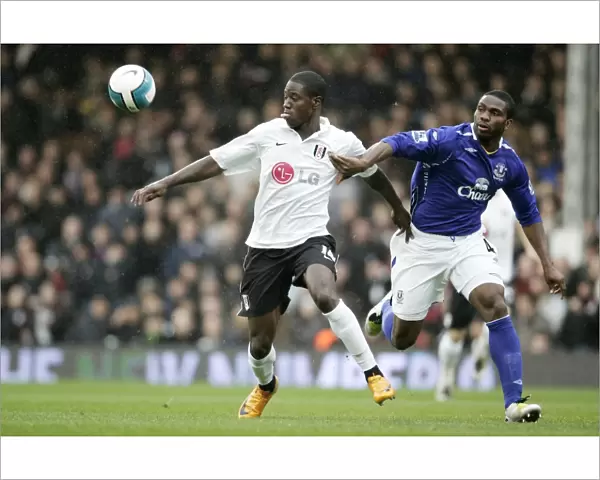 Football - Fulham v Everton Barclays Premier League - Craven Cottage - 16  /  3  /  08 Fulhams Eddie Johnson and Evertons Joseph Yobo Mandatory Credit: Action Images  /  John Sibley Livepic NO ONLINE  /  INTERNET USE WITHOUT A LICENCE FROM THE FOOTBALL D