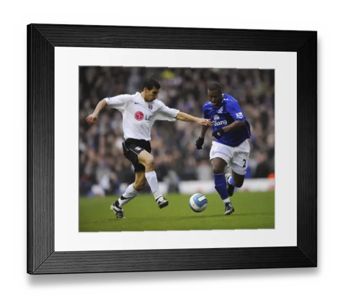 Framed Print : Clash at Craven Cottage: Yakubu vs. Stalteri, March 16, 2008 - Fulham vs. Everton, Barclays Premier League