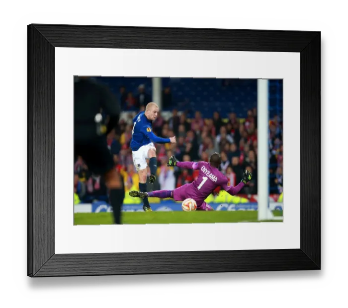 Framed Print : Naismith's Shot: Everton vs. Lille in Europa League Action Framed Print : Naismith's Shot: Everton vs. Lille in Europa League Action