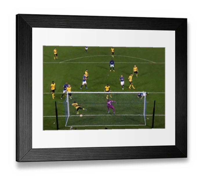 Framed Print : Phil Jagielka Scores Everton's Second Goal in Europa League Match Against Lille