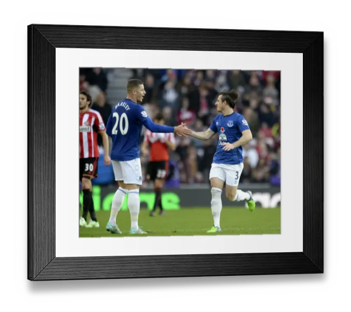 Framed Print : Everton's Baines and Barkley: Celebrating Their First Goal vs. Sunderland in the Premier League Framed Print : Everton's Baines and Barkley: Celebrating Their First Goal vs. Sunderland in the Premier League
