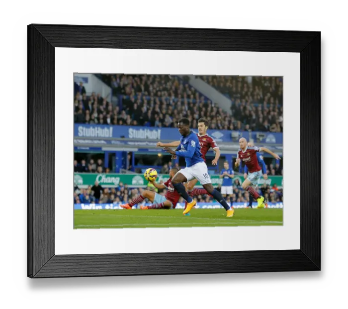 Framed Print : Romelu Lukaku Scores the Opener: Everton vs. West Ham United, Barclays Premier League - Goodison Park Framed Print : Romelu Lukaku Scores the Opener: Everton vs. West Ham United, Barclays Premier League - Goodison Park