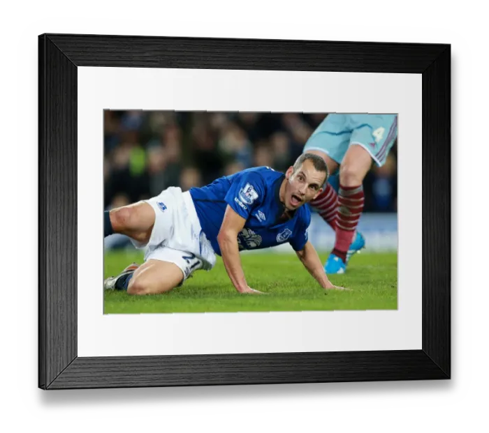 Framed Print : Leon Osman's Emotional Reaction to Scoring Everton's Second Goal vs. West Ham United