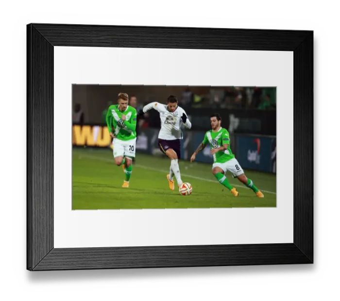 Framed Print : Battle for the Ball: Mirallas Caught in the Middle between Hunt and Vierinha Framed Print : Battle for the Ball: Mirallas Caught in the Middle between Hunt and Vierinha