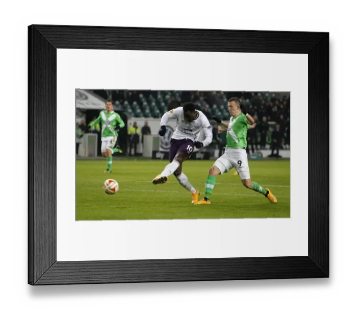 Framed Print : Romelu Lukaku Scores First Goal: Everton's Europa League Triumph vs. VfL Wolfsburg