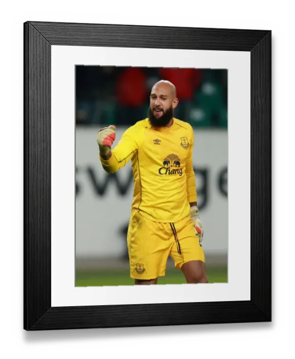 Framed Print : Tim Howard's Triumphant Europa League Victory Celebration: Everton vs. VfL Wolfsburg Framed Print : Tim Howard's Triumphant Europa League Victory Celebration: Everton vs. VfL Wolfsburg