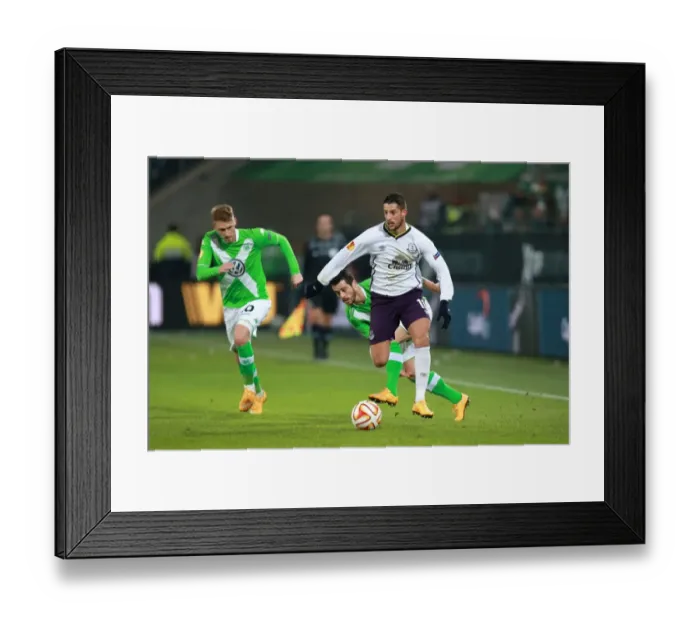 Framed Print : Mirallas vs. Hunt: A Europa League Showdown - Everton vs. VfL Wolfsburg Framed Print : Mirallas vs. Hunt: A Europa League Showdown - Everton vs. VfL Wolfsburg