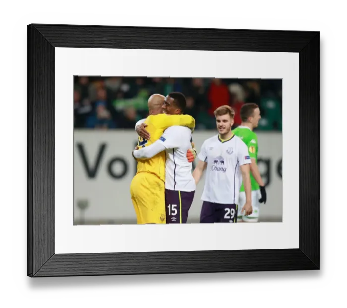 Framed Print : Tim Howard and Sylvain Distin's Emotional Europa League Reunion: Everton's Victory Celebration Framed Print : Tim Howard and Sylvain Distin's Emotional Europa League Reunion: Everton's Victory Celebration