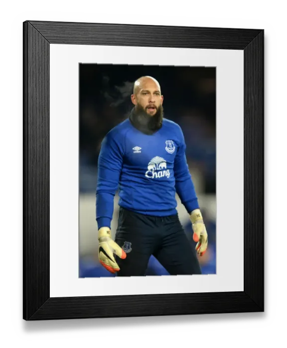 Framed Print : Tim Howard: Everton's Focused Goalkeeper Readies for Kickoff at Goodison Park Framed Print : Tim Howard: Everton's Focused Goalkeeper Readies for Kickoff at Goodison Park