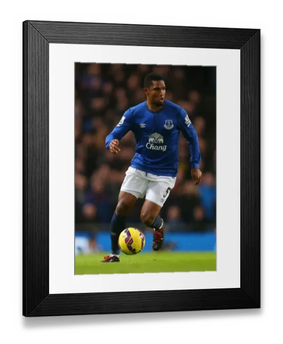 Framed Print : Manchester City vs. Everton: Samuel Eto'o at Etihad Stadium - Barclays Premier League Framed Print : Manchester City vs. Everton: Samuel Eto'o at Etihad Stadium - Barclays Premier League