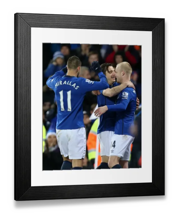 Framed Print : Everton's Triumph: Naismith, Baines, Mirallas - Celebrating a Glorious Hat-trick vs. Queens Park Rangers (BPL) Framed Print : Everton's Triumph: Naismith, Baines, Mirallas - Celebrating a Glorious Hat-trick vs. Queens Park Rangers (BPL)
