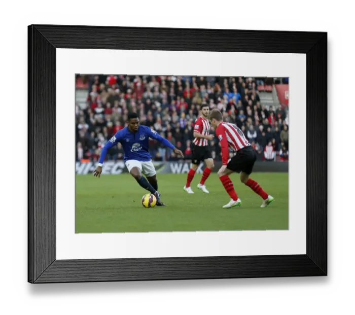 Framed Print : Intense Clash: Eto'o vs Davis at St. Mary's - Southampton vs Everton, Premier League Framed Print : Intense Clash: Eto'o vs Davis at St. Mary's - Southampton vs Everton, Premier League