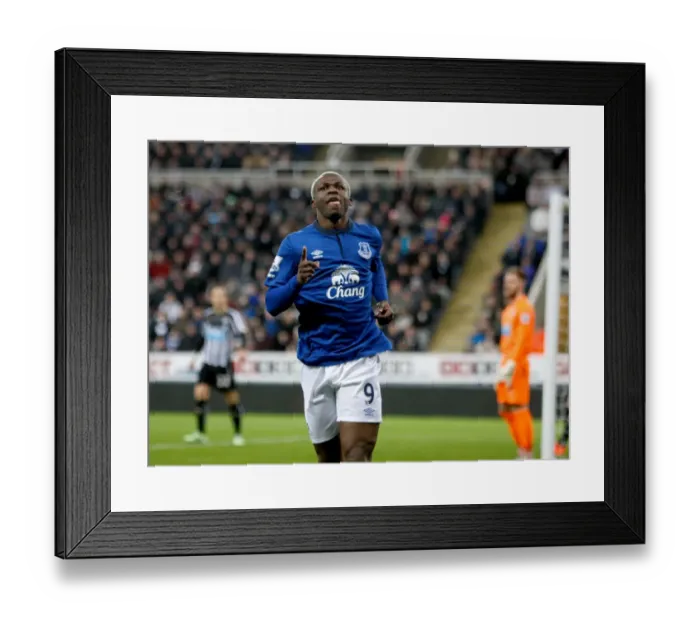 Framed Print : Arouna Kone's Thrilling Goal Celebration: Everton's First Victory Strike Against Newcastle United in Barclays Premier League Framed Print : Arouna Kone's Thrilling Goal Celebration: Everton's First Victory Strike Against Newcastle United in Barclays Premier League