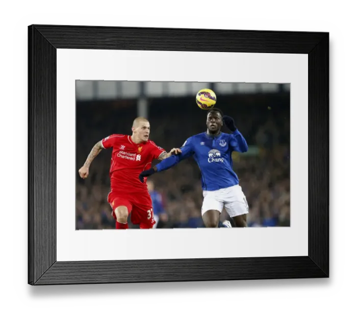 Framed Print : Intense Rivalry: Lukaku vs Skrtel - Battle for Ball at Goodison Park Framed Print : Intense Rivalry: Lukaku vs Skrtel - Battle for Ball at Goodison Park