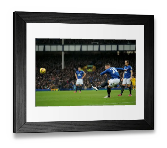 Framed Print : Thundering Shot: Ross Barkley Stuns Leicester City at Goodison Park Framed Print : Thundering Shot: Ross Barkley Stuns Leicester City at Goodison Park
