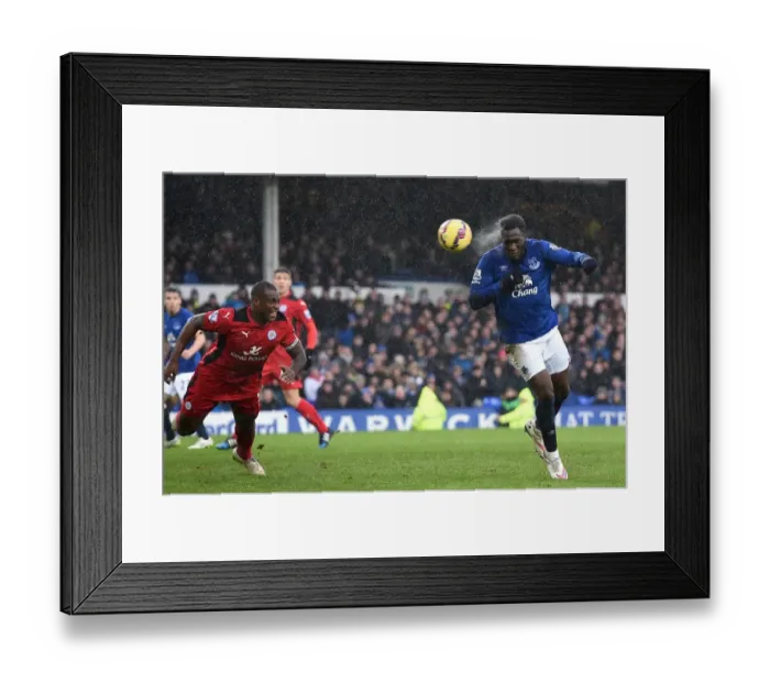 Framed Print : Lukaku's Header: Everton's Victory Against Leicester City in the Premier League at Goodison Park Framed Print : Lukaku's Header: Everton's Victory Against Leicester City in the Premier League at Goodison Park