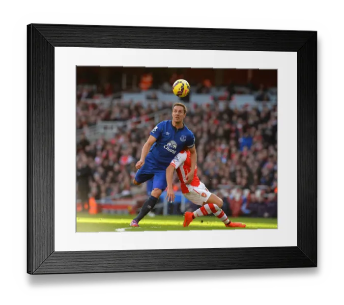 Framed Print : Premier League: Phil Jagielka Tackles Alexis Sanchez of Arsenal during Everton vs Arsenal Match Framed Print : Premier League: Phil Jagielka Tackles Alexis Sanchez of Arsenal during Everton vs Arsenal Match