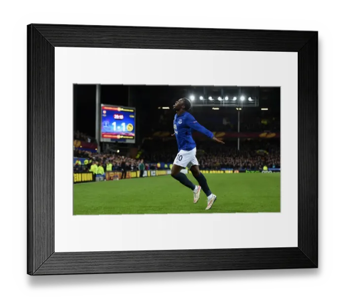 Framed Print : Everton's Romelu Lukaku Celebrates Second Goal in Europa League Victory over Young Boys Framed Print : Everton's Romelu Lukaku Celebrates Second Goal in Europa League Victory over Young Boys