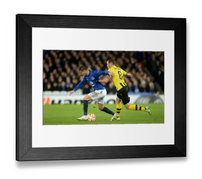 Framed Print : Intense Rivalry: Mirallas vs. Lecjaks in Everton's Europa League Battle against BSC Young Boys