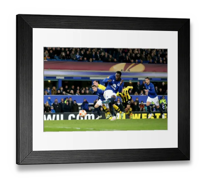 Framed Print : Romelu Lukaku Scores Penalty: Everton's First Goal in UEFA Europa League Clash Against Young Boys Framed Print : Romelu Lukaku Scores Penalty: Everton's First Goal in UEFA Europa League Clash Against Young Boys