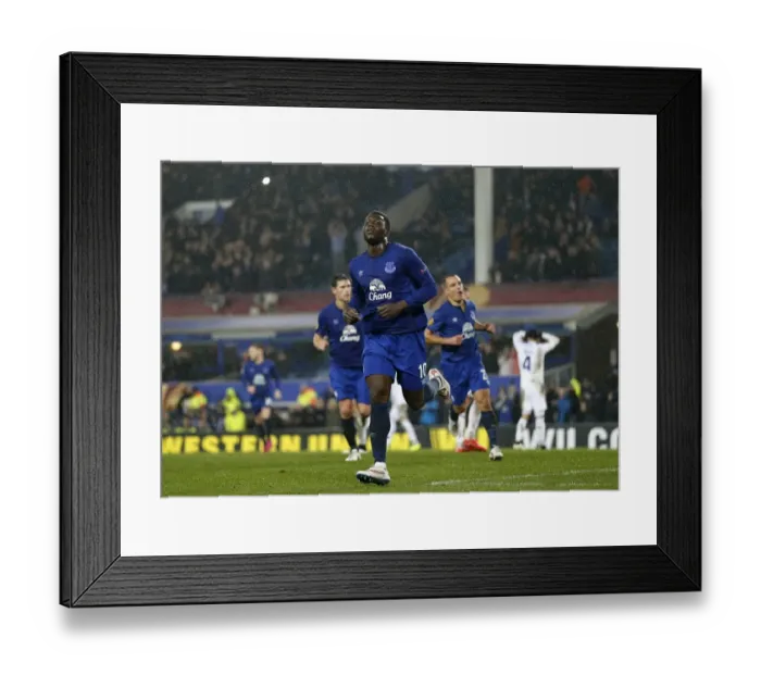 Framed Print : Romelu Lukaku's Penalty Seals Europa League Victory for Everton over Dynamo Kiev (Round of 16 - First Leg)
