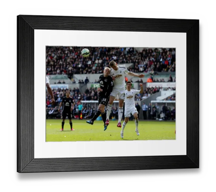 Framed Print : Fernandez vs. Naismith: A Battle of Determination in the Everton vs. Swansea City Premier League Clash at Liberty Stadium Framed Print : Fernandez vs. Naismith: A Battle of Determination in the Everton vs. Swansea City Premier League Clash at Liberty Stadium