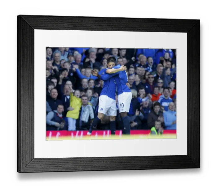 Framed Print : Everton's Triumph: Mirallas Scores the Decisive Goal in Epic Everton vs. Manchester United Battle at Goodison Park Framed Print : Everton's Triumph: Mirallas Scores the Decisive Goal in Epic Everton vs. Manchester United Battle at Goodison Park