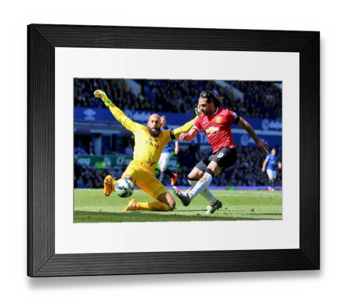 Framed Print : Blocked by Howard: Falcao's Thwarted Shot - Everton vs Manchester United Framed Print : Blocked by Howard: Falcao's Thwarted Shot - Everton vs Manchester United