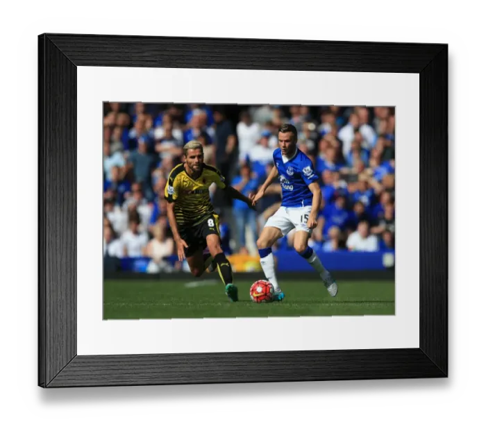 Framed Print : Intense Rivalry: Cleverley vs Behrami's Battle for Ball Possession (Everton vs Watford, Premier League) Framed Print : Intense Rivalry: Cleverley vs Behrami's Battle for Ball Possession (Everton vs Watford, Premier League)