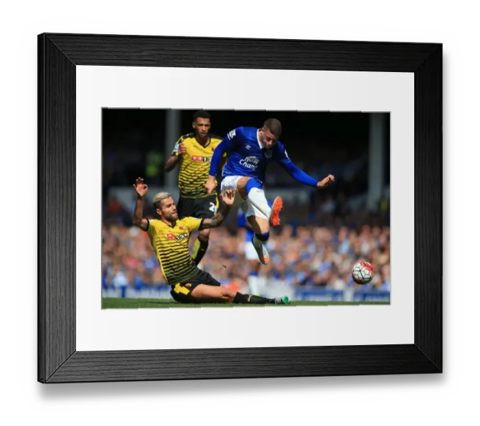 Framed Print : Battle for the Ball: Ross Barkley vs. Valon Behrami - Everton vs. Watford Framed Print : Battle for the Ball: Ross Barkley vs. Valon Behrami - Everton vs. Watford