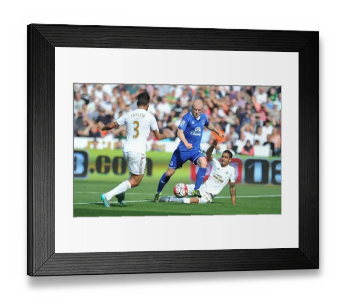 Framed Print : Naismith vs. Naughton: A Battle for Ball Possession - Everton vs. Swansea, Premier League