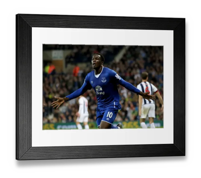 Framed Print : Everton's Triumph: Romelu Lukaku's Hat-Trick Against West Bromwich Albion in the Premier League