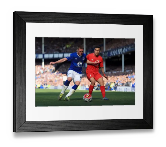 Framed Print : Intense Rivalry: McCarthy vs. Coutinho - Everton vs. Liverpool Soccer Showdown