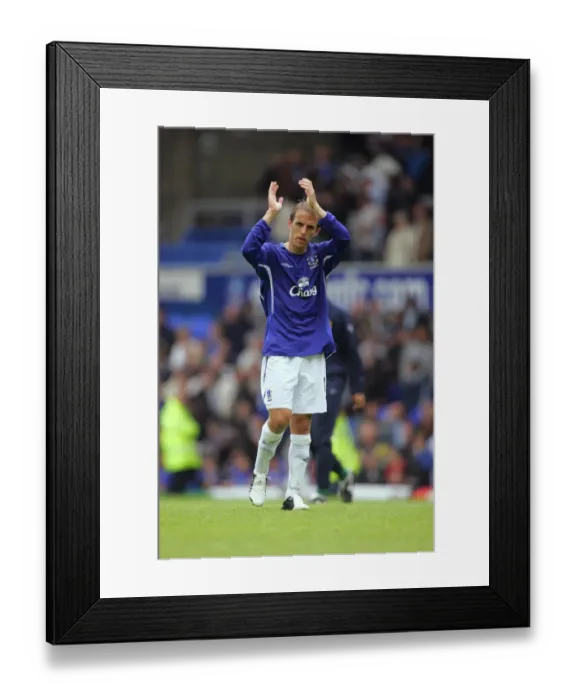 Framed Print : Phil Neville's Emotional Debut: A Homegrown Hero's Heartfelt Thank You to Everton Fans (Everton vs Man Utd)