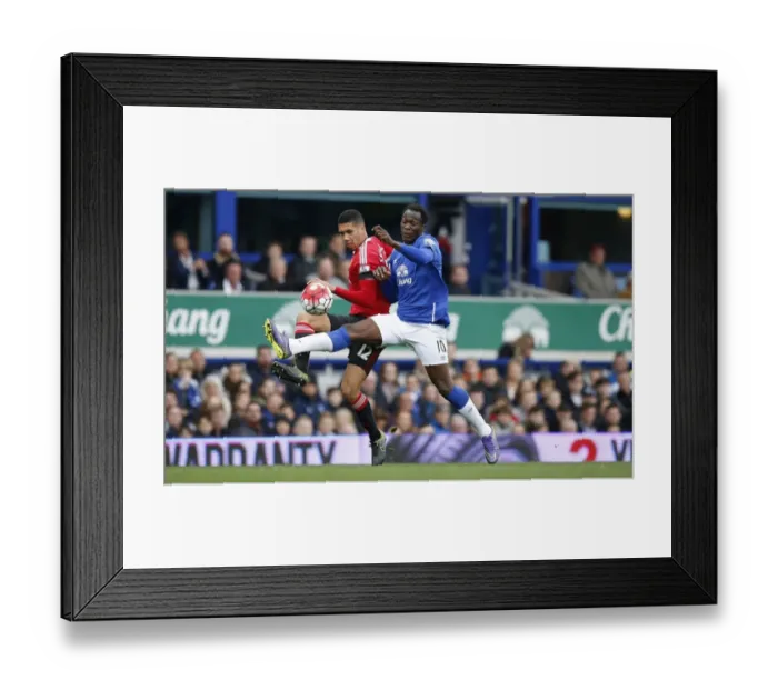 Framed Print : Intense Rivalry: Lukaku vs. Smalling Battle at Goodison Park Framed Print : Intense Rivalry: Lukaku vs. Smalling Battle at Goodison Park