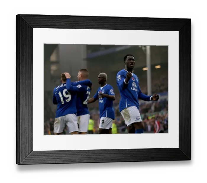 Framed Print : Everton's Romelu Lukaku: Hat-trick Hero in Everton's 4-0 Victory Over Sunderland (Premier League) Framed Print : Everton's Romelu Lukaku: Hat-trick Hero in Everton's 4-0 Victory Over Sunderland (Premier League)